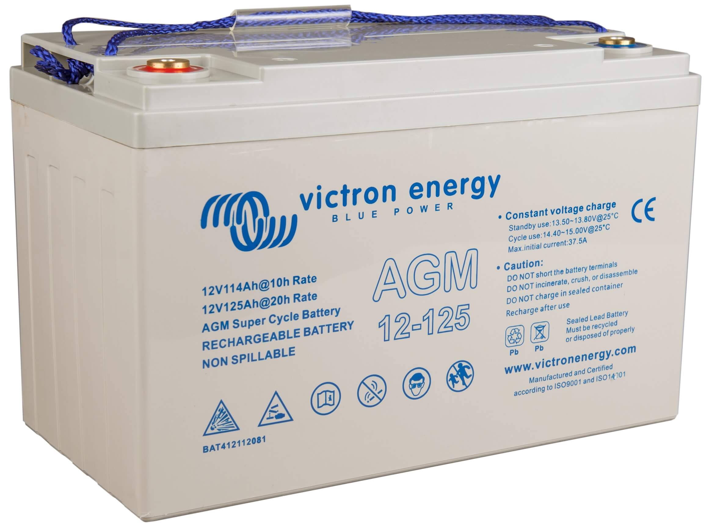 12V / 125Ah AGM Super Cycle batterie. (M8) – Volts energies