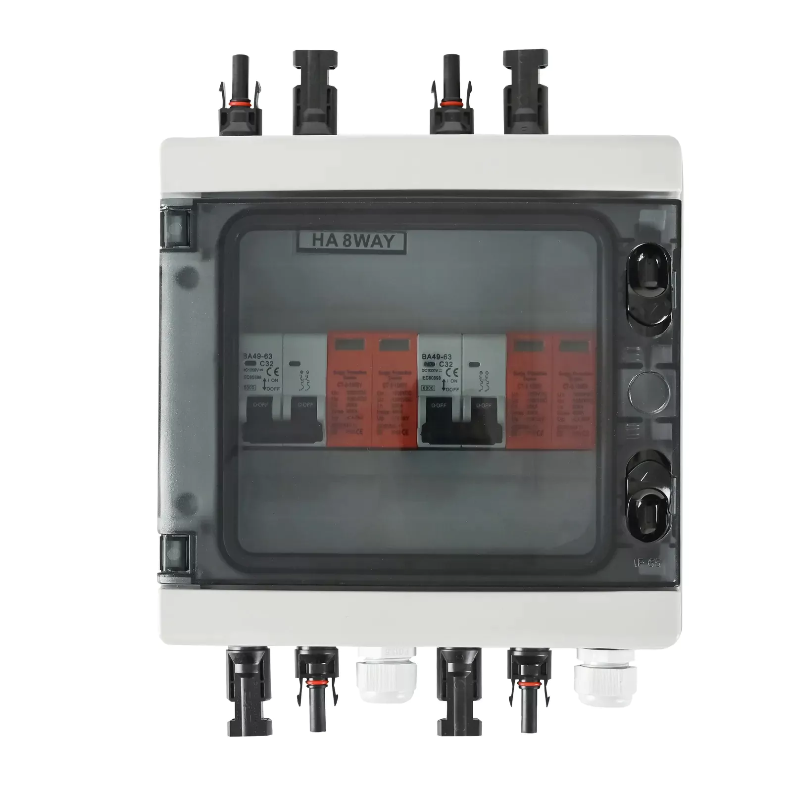 PV Überspannungs- und Überstromschutz 1000V C32A Automat 2-String mit MC4 Steckern