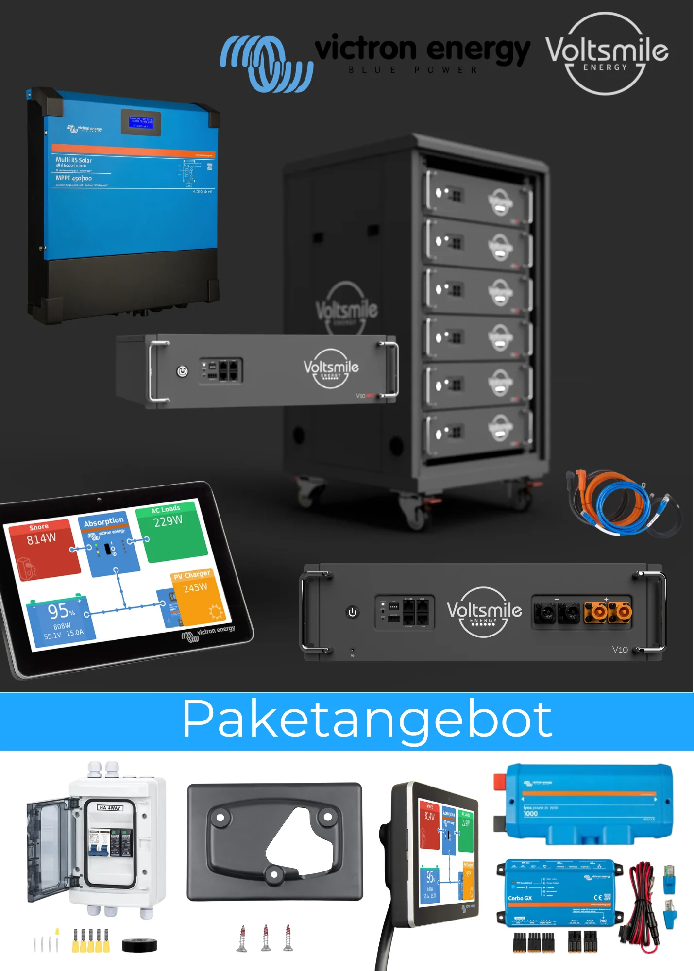 Drehstrom Hybridsystem mit Multi RS Solar, Voltsmile