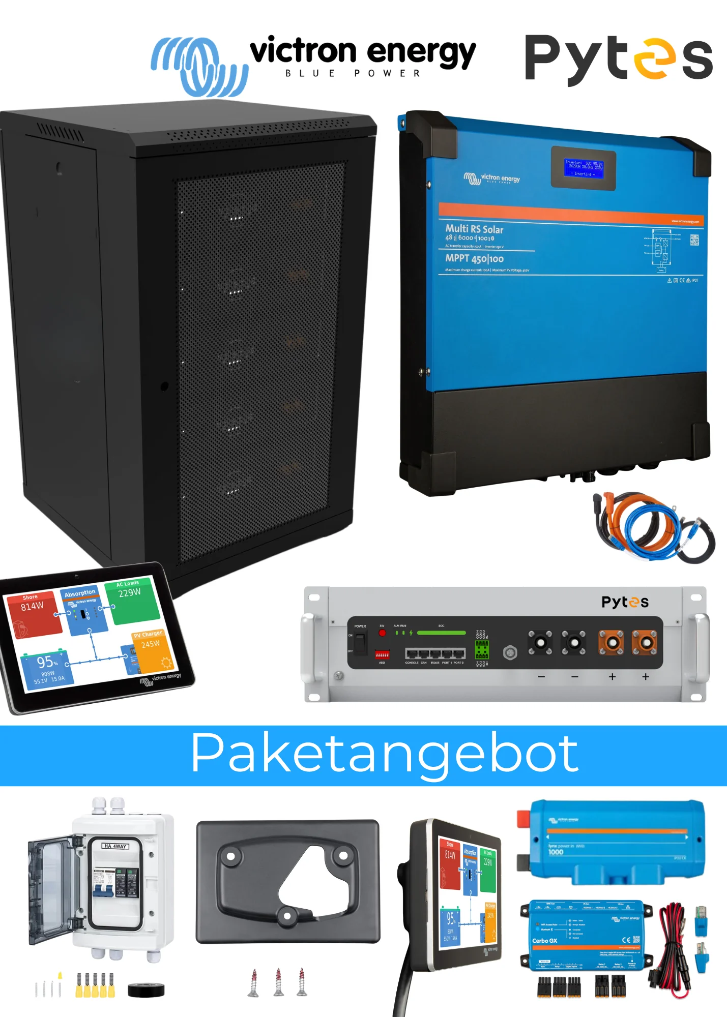 Drehstrom Hybridsystem mit Multi RS Solar, Pytes