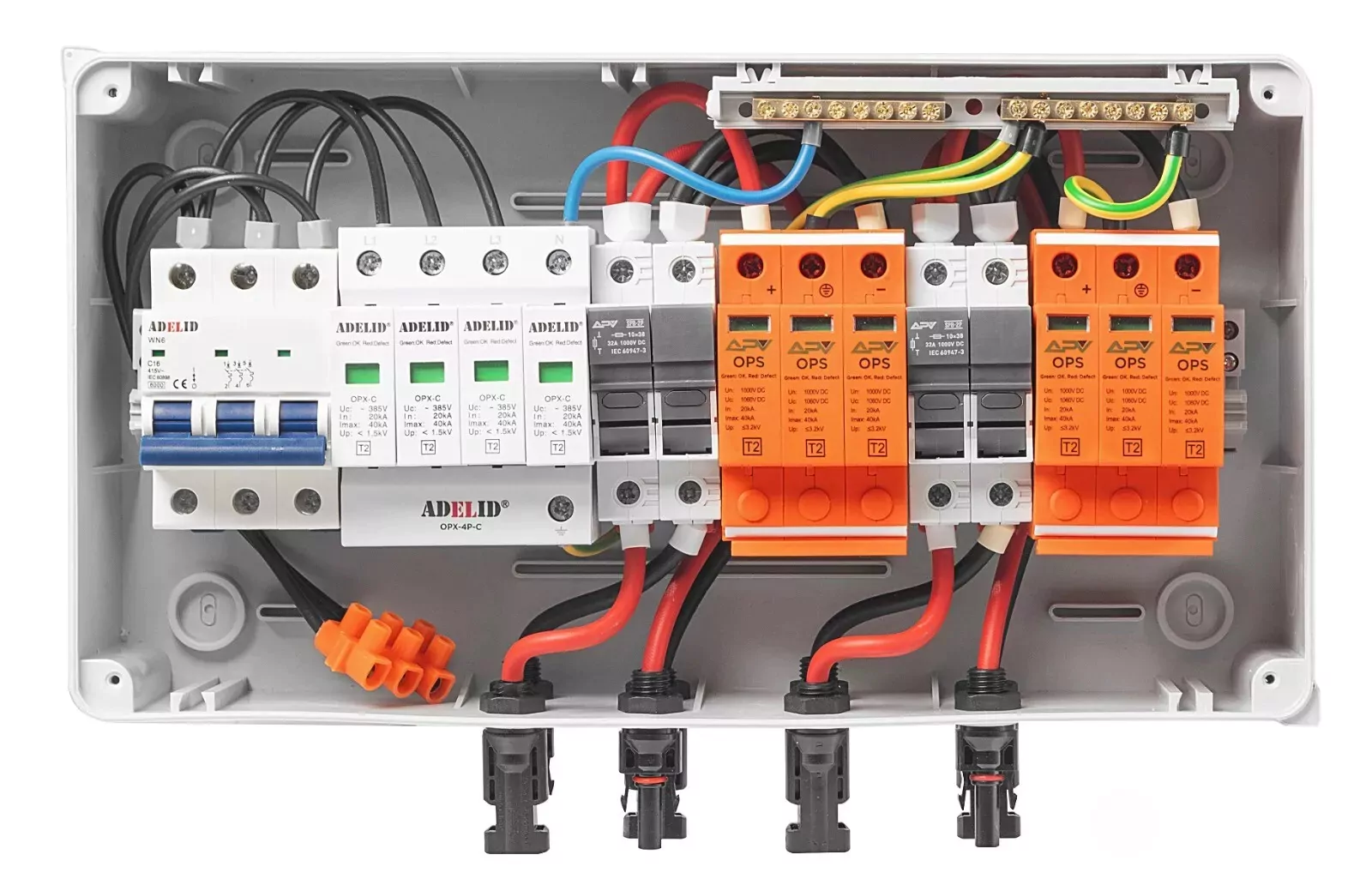 PV Überspannungs- und Überstromschutz 1000V 30A 2-String mit MC4 Steckern und Netz-Überspannungsschutz – Bild 2