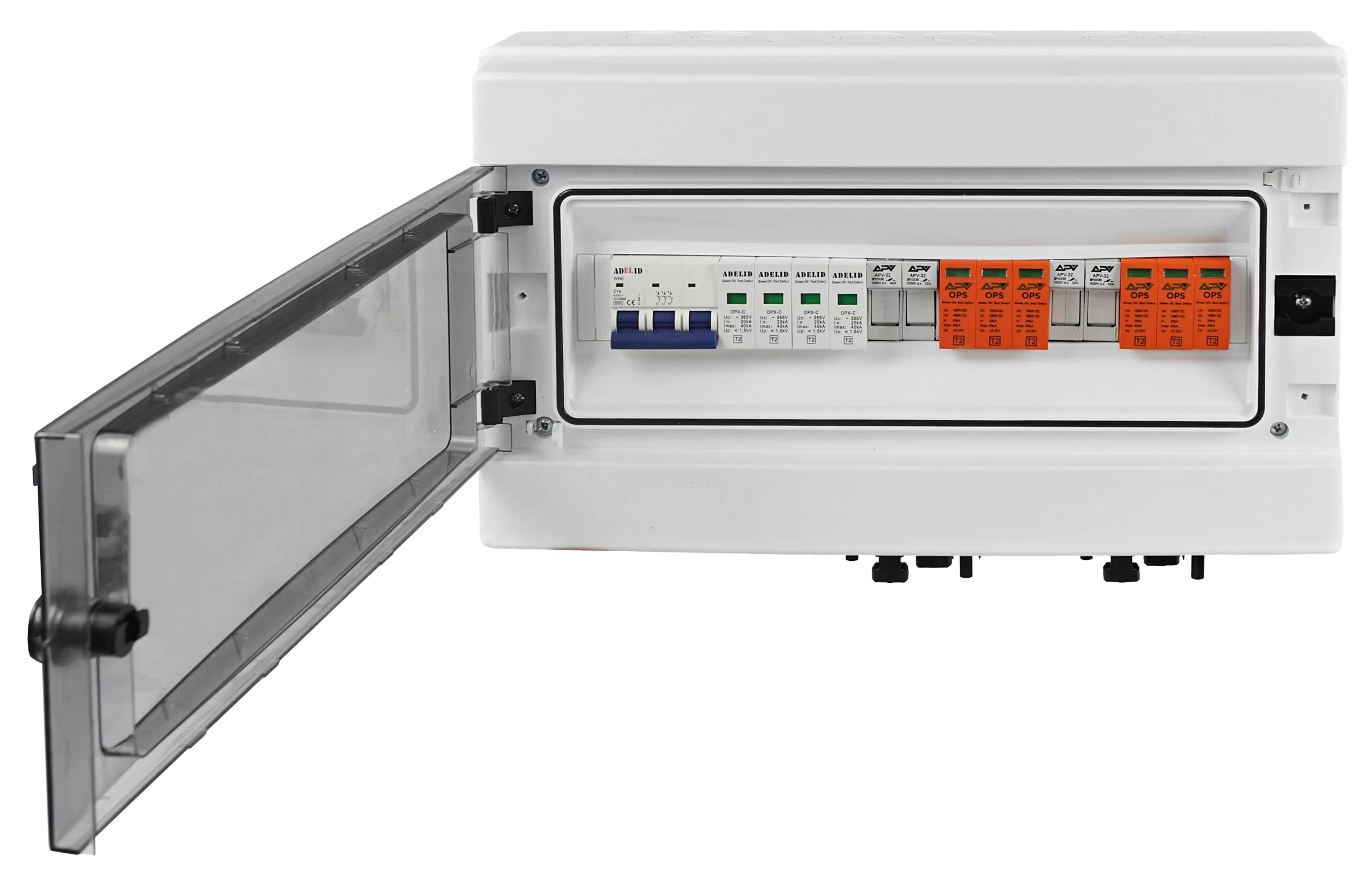 PV Überspannungs- und Überstromschutz 1000V 30A 2-String mit MC4 Steckern und Netz-Überspannungsschutz
