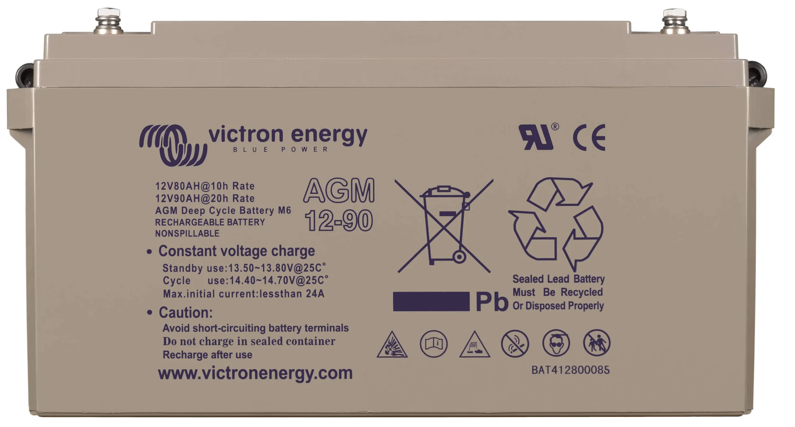 Victron Energy 12V 90Ah AGM Deep Cycle Batt. (M6) BAT412800085