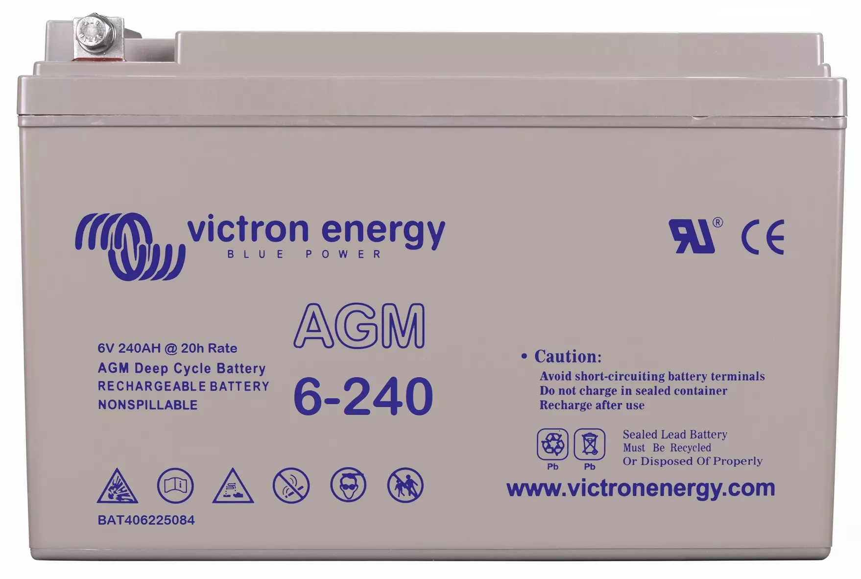 Victron Energy 6V 240Ah AGM Deep Cycle Battery BAT406225084